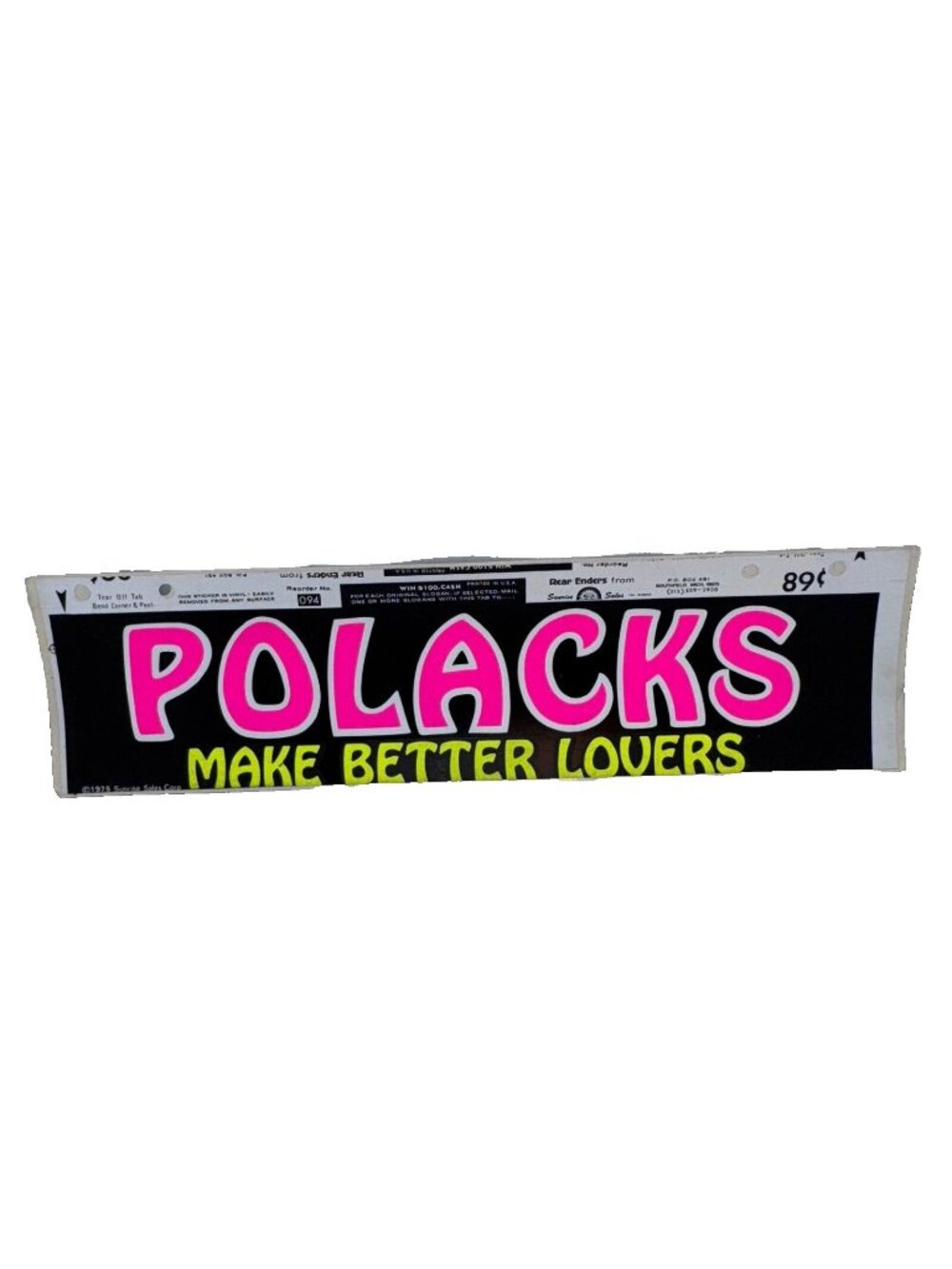 Vintage 70s Sunrise Sales "Polacks Make Better Lovers" Decal Vinly Sticker Funny